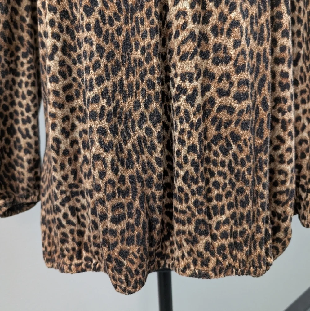 Michael Kors Leopard Printed Peasant Top Toffee 3/4 Sleeves